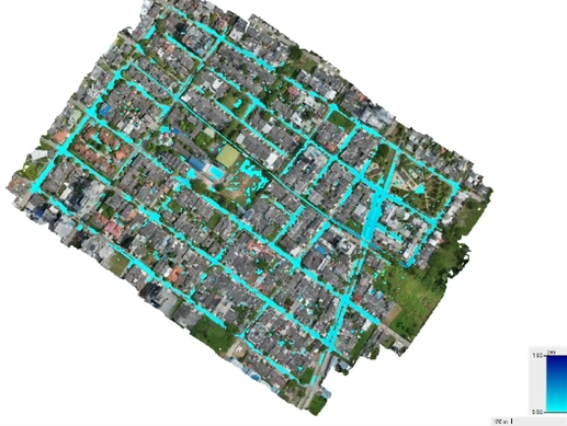 Mapa de inundación urbana con profundidades — CIVILSA